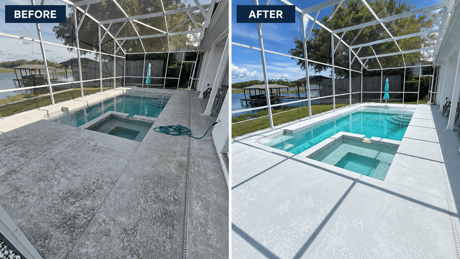 Pool enclosure cleaning case study in St. Cloud, FL